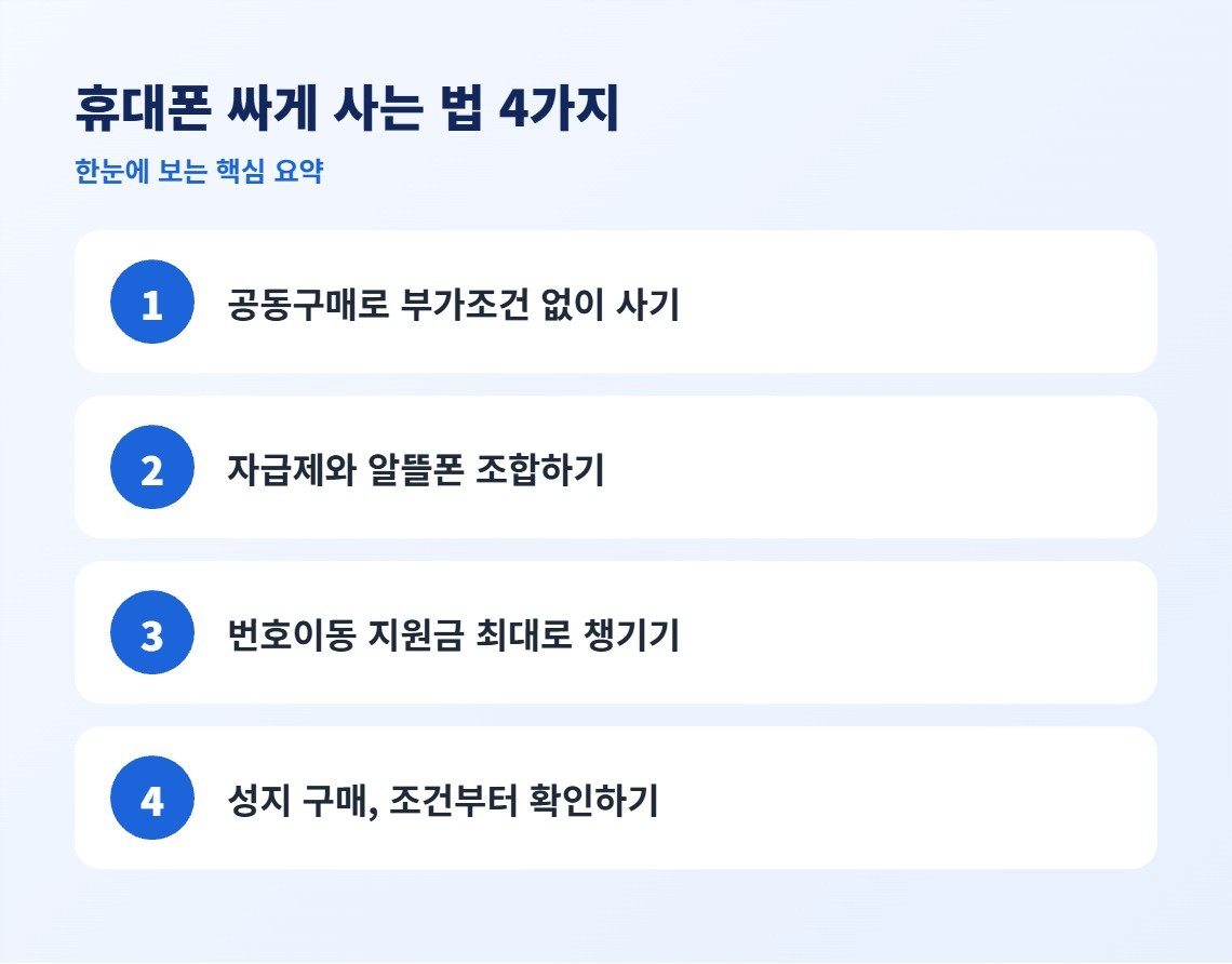 휴대폰 싸게 사는 법 4가지 핵심 요약