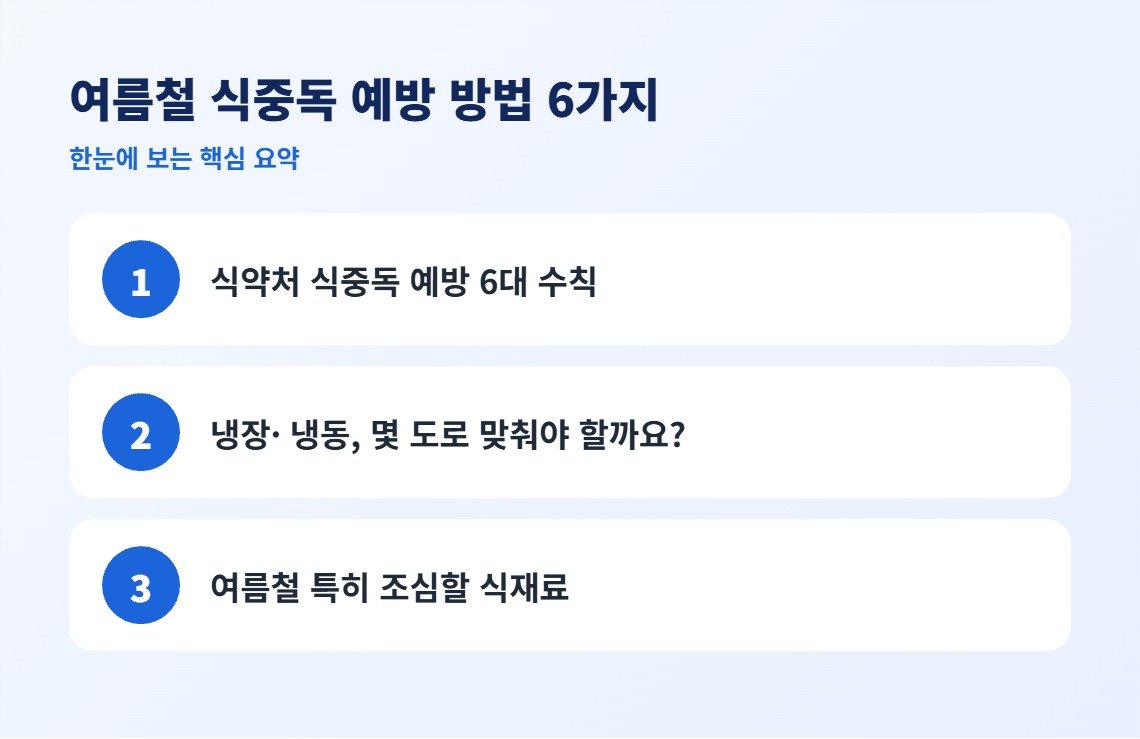 여름철 식중독 예방 방법 6가지 핵심 요약