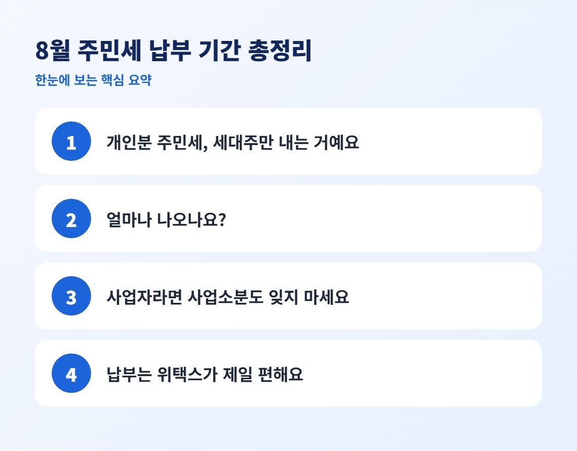 8월 주민세 납부 기간 총정리 핵심 요약