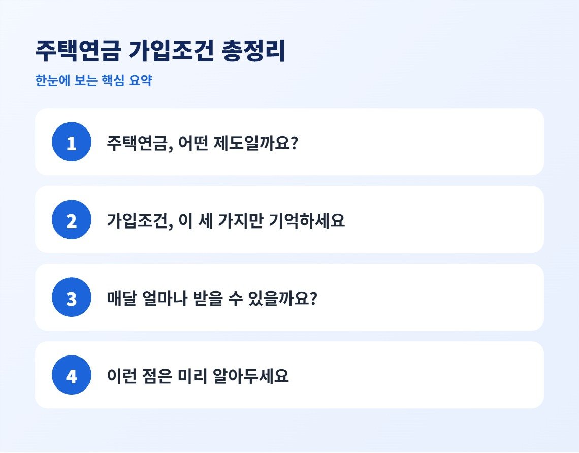 주택연금 가입조건 총정리 핵심 요약